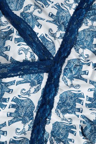 Blue/Ecru Elephant Print Pyjamas
